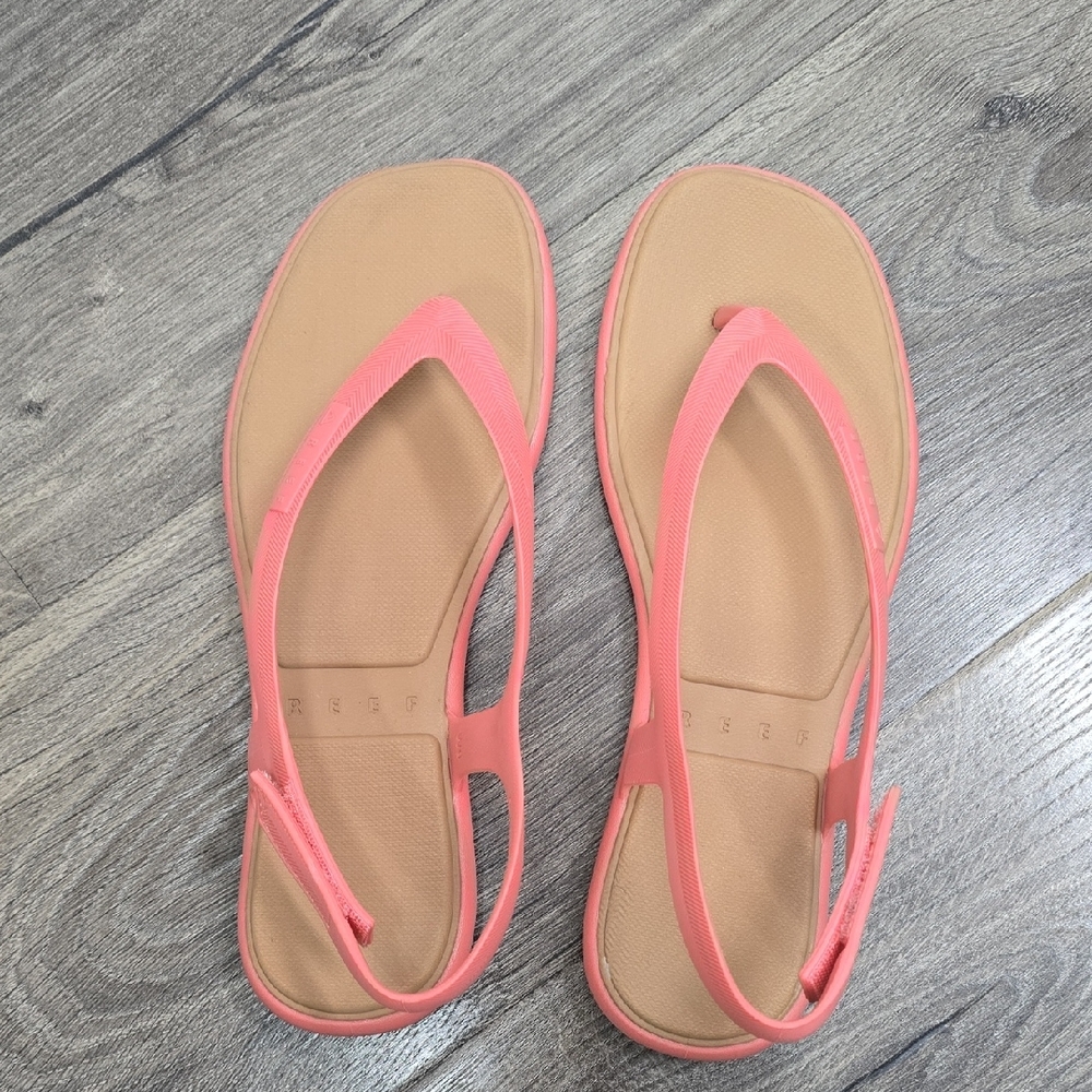 Reef Pink and Tan Sandals with Ankle Straps
